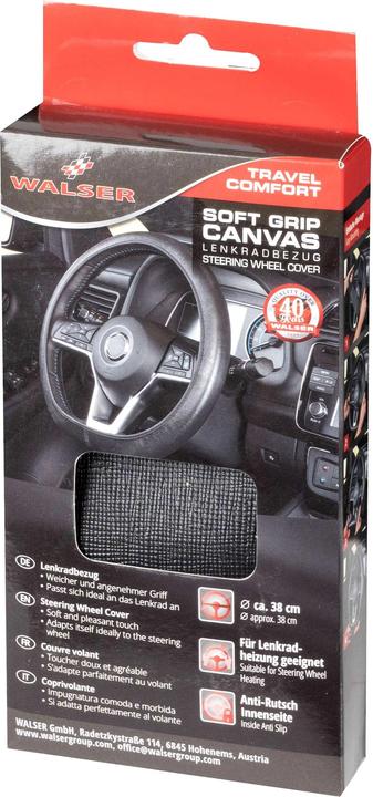 Immagine prodotto Walser Coprivolante in tela Soft Grip, Coprivolante per auto Misura universale 38 cm nero