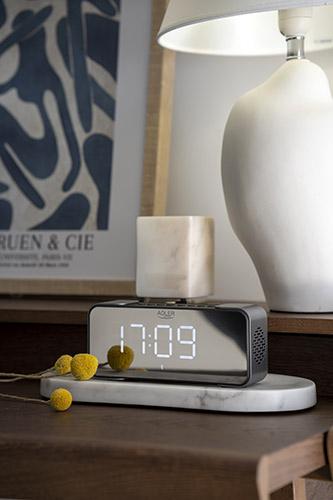 Actual product image Adler Wireless alarm clock with radio AD 1190 AUX in, Silver/Black, Alarm function
