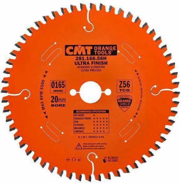 Image du produit CMT 281.166.56H Lame de scie circulaire au carbure 165x2.2x20 T56