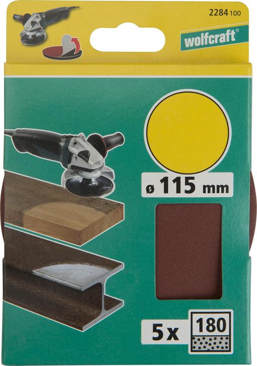 Actual product image wolfcraft wolfcraft 5 adhesive sanding discs Aluminium oxide K40, ø115mm (40)