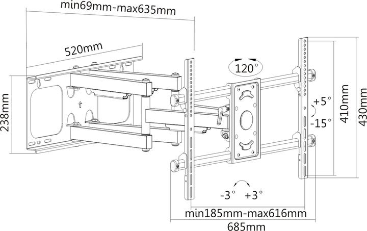 Image du produit PureMounts PM-FM51-600, support mural (Mur, 65", 75 kg)