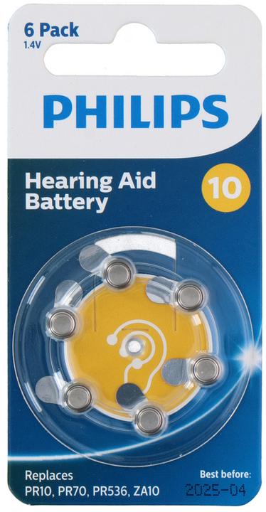 Immagine prodotto Philips Batteria a bottone per apparecchi acustici ZA10 6 pezzi (6 pz., A10, 90 mAh)