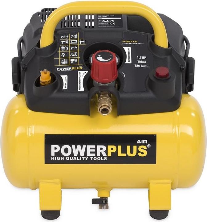 Powerplus Kompressor 1100W - 6l kein öl 1,5hp (8 Bar, 6 l)