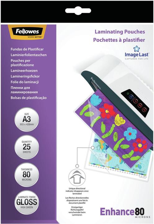 Actual product image Fellowes Enhance 80 (A3, 25 Piece, 80 µm)