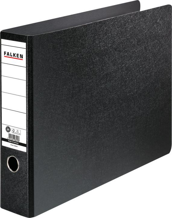 Falken Ordner 80mm DIN A3 quer Werkstoff: Hartpappe schwarz (Quer, A3, 75 mm, 1 Stück)