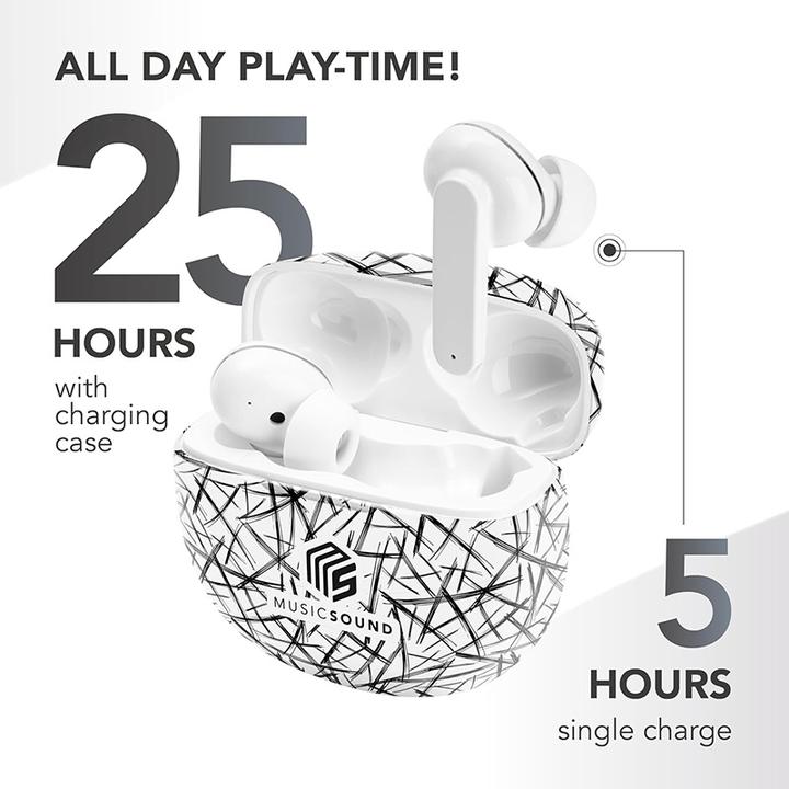 Actual product image Cellularline Music & Sound Bluetooth Earphones Fancy Lines White (5 h, Wireless)