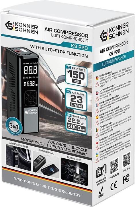 Produktbild Könner & Söhnen Kompresor samochodowy KS P20 KÖNNER&SÖHNEN (0.00 Bar, 22 l)