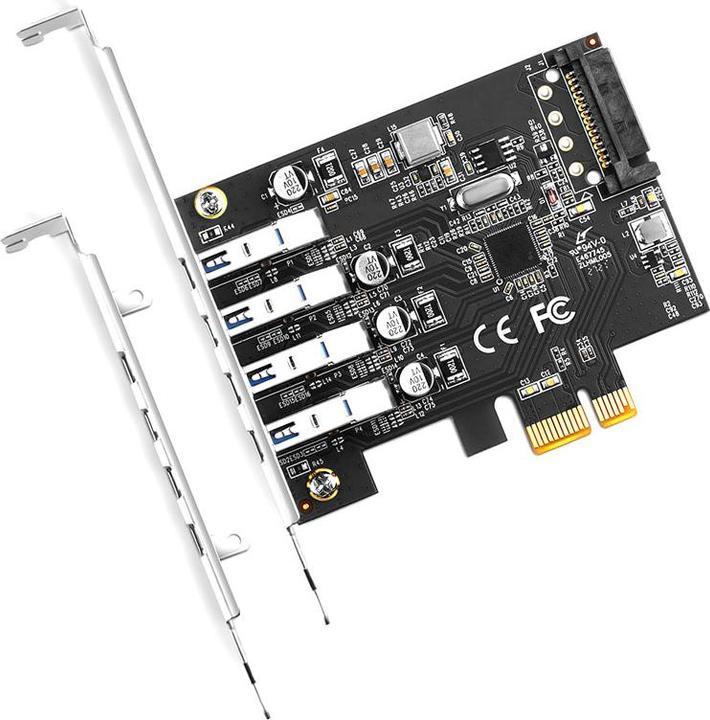 Actual product image Axagon PCEU-43RS PCIe Adapter 4x USB3.0 UASP VIA, 15-pin SATA Power Supply