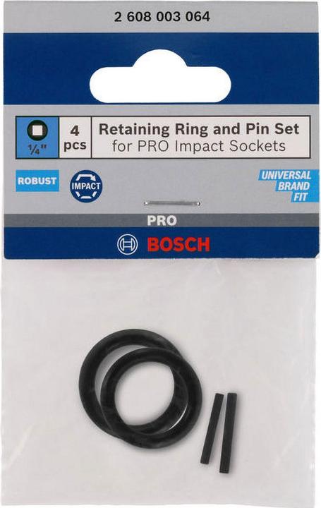 Bosch Professional Zubehör Set mit Haltering und Stift für PRO Impact Steckschlüsseleinsatz 1/4", 4-tlg. (32 mm, 19 mm, 24 mm, 22 mm, 23 mm, 21 mm, 27 mm, 17 mm, 30 mm)