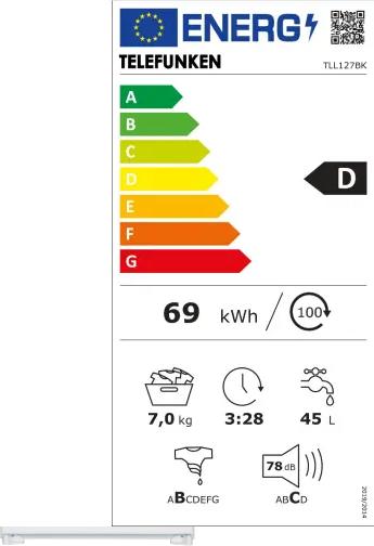 Energie-Label Telefunken TLL127BK (7 kg, Links)