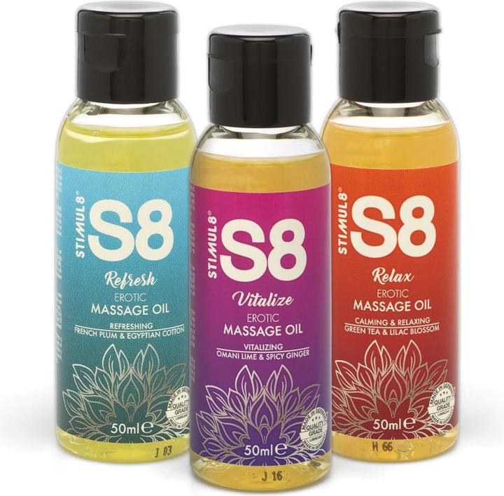 Actual product image Stimul8 S8 Massage Oil Box 3x 50ml (50 ml)