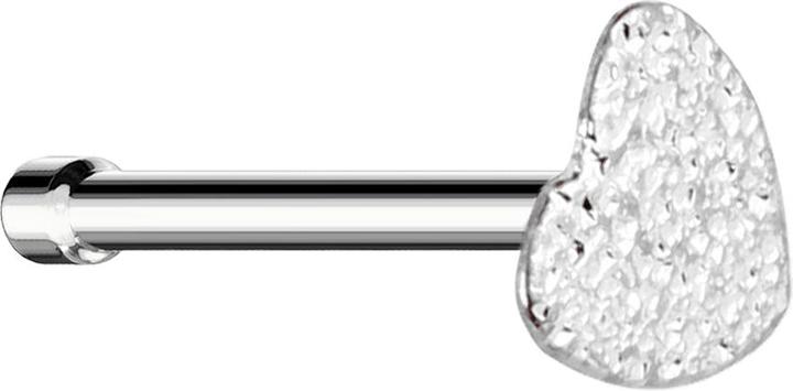 Star Piercing Nasenstecker gerade silber mit sandgestrahltem Herz silber (ohne Messing, Chirurgenstahl 316L)