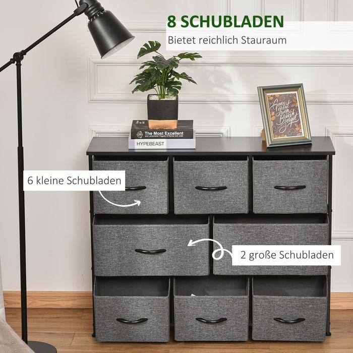 Produktbild Swisshandel24 Kommode mit 8 Stoff Schubladen Aufbewahrungsschrank mit Griffen, Metallgestell