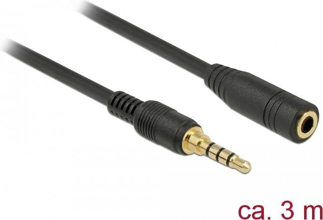 Produktbild Delock Klinkenverlängerungskabel 4 Pin Stecker zu Buchse (3 m, 3.5mm Klinke (AUX))