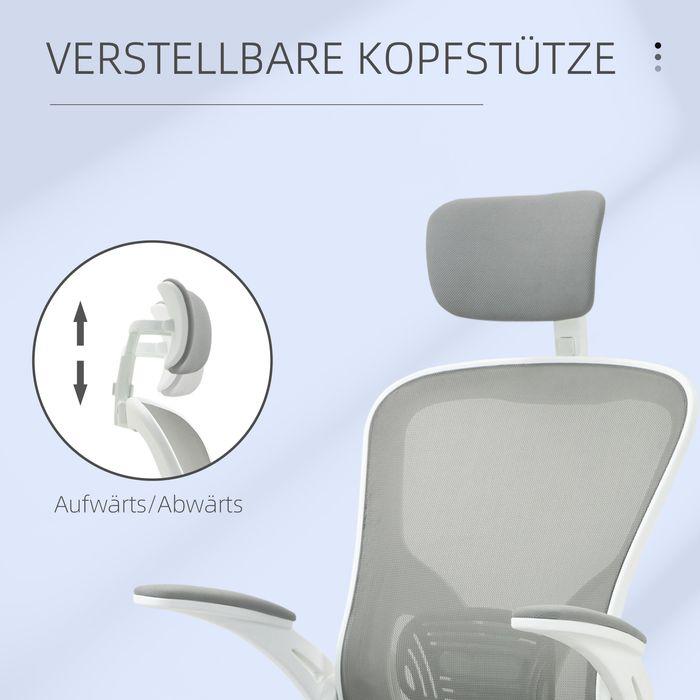 Actual product image Swisshandel24 Office chair ergonomic with rocking function lumbar support fold-up arm home office grey