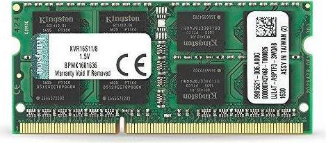 Immagine prodotto Kingston Notebook Memoria NB MEMORY 8GB PC12800 DDR3 / SO KVR16S11 / 8 (1 x 8GB, 1600 MHz, DDR3-RAM, SO-DIMM)