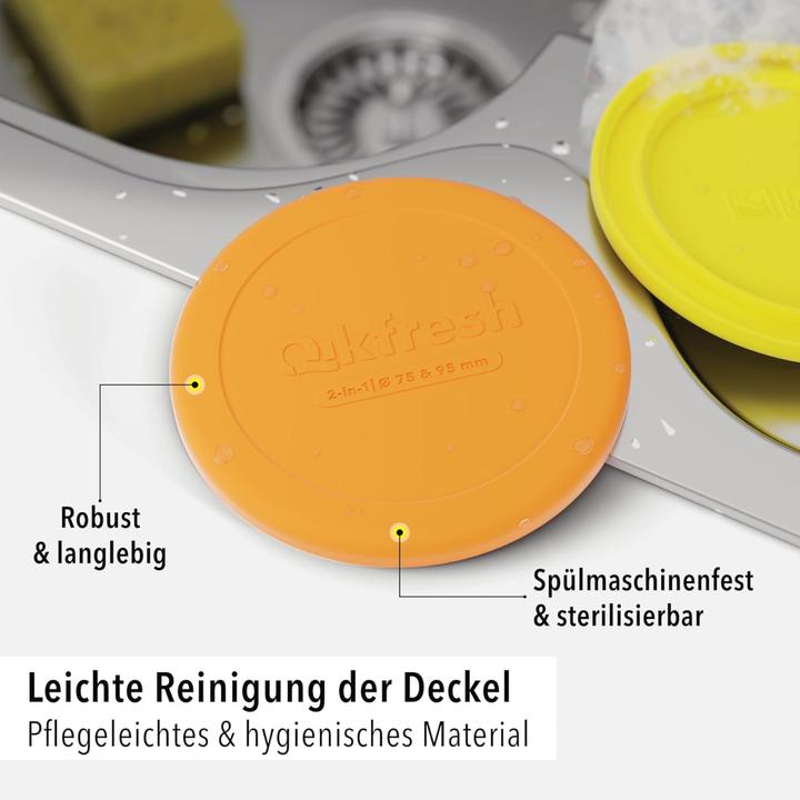 Produktbild Qikfresh Mehrweg Frischedeckel für Joghurtbecher Orange (2 x)