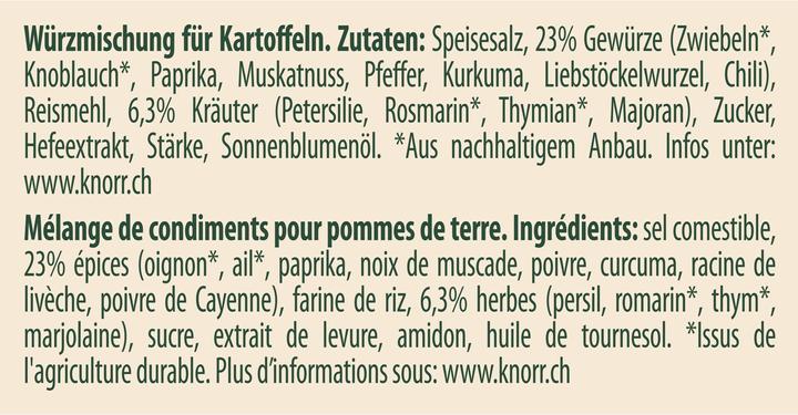 Nährwerte und Zutaten Knorr WürziCH Kartoffel Gewürz 180 g (180 g)