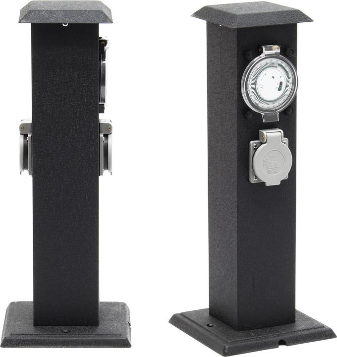 Image du produit Wiltec Colonne d’énergie 2 Prises d’alimentation extérieure avec Minuterie Métal IP44 Jardin Outdoor