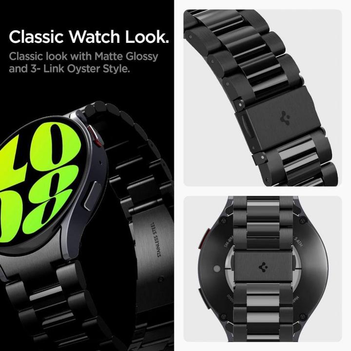 Actual product image Spigen Pasek Modern Fit Band na Samsung Galaxy Watch 6 (44 mm) - czarny (Stainless steel)