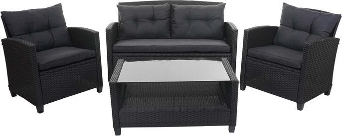 Produktbild Swisshandel24 XXL Poly-Rattan Garnitur, Balkon-/Garten-/Lounge-Set Sitzgruppe, Sofa Sessel mit Kissen Spun Poly -