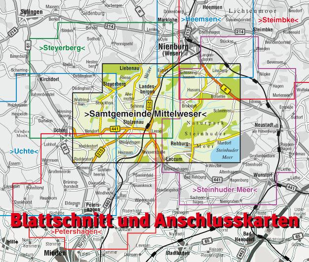Produktbild Mittelweser (Landesbergen, Stolzenau) mit Steinhuder Meer, KVplan, Radkarte/Wanderkarte/Stadtpl
