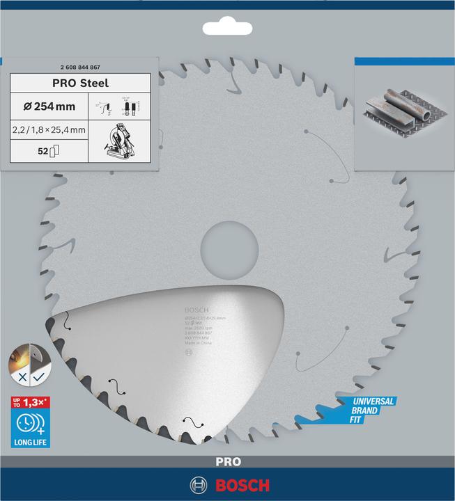 Produktbild Bosch Professional Zubehör PRO Steel Kreissägeblatt, 254 x 2,2 x 25,4 mm, T52