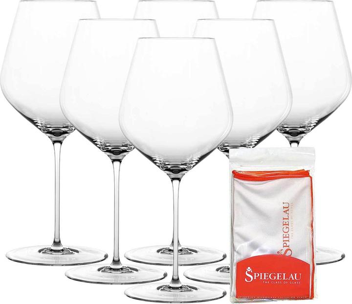 Produktbild Spiegelau Hi-Lite Burgundergläser + Poliertuch (73.40 cl, 6 Gläser, Rotweingläser)
