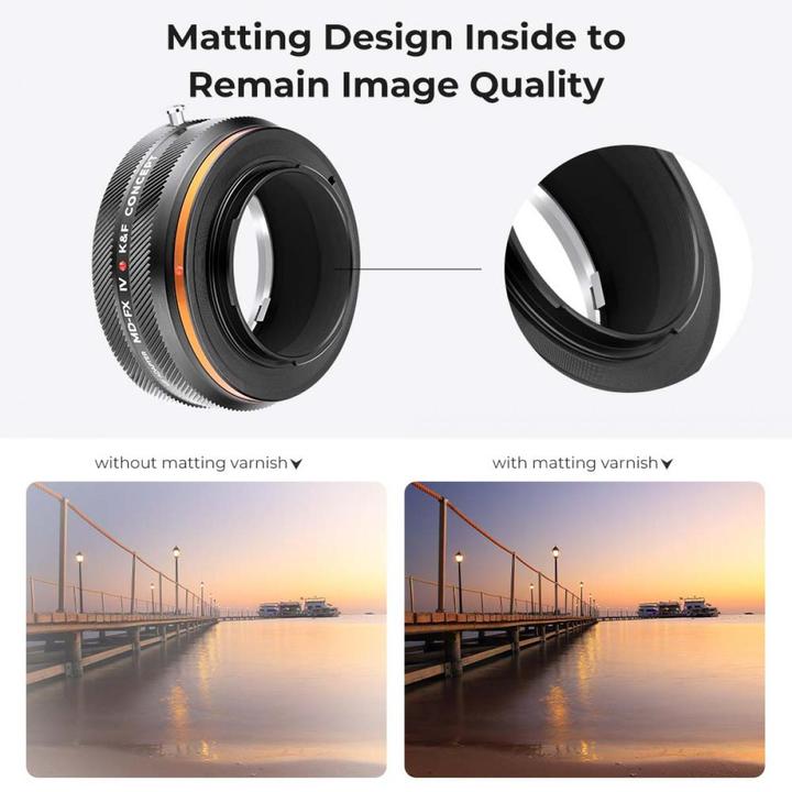 Actual product image K&F Concept High Precision lens adapter, matte paint, orange, MD-FX IV PRO