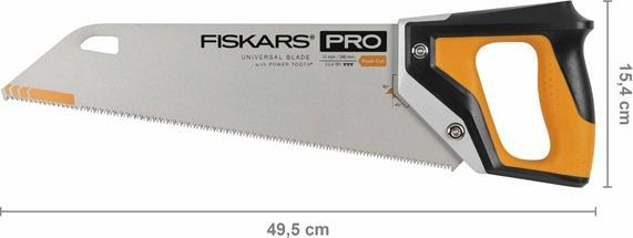 Image du produit Fiskars Scie à main pro pour bois, stratifié et PVC, longueur de lame : 38 cm, 9 TPI, Noir/Orange, PowerT