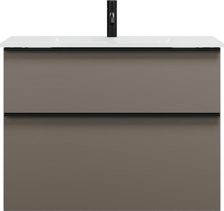 Grau Hochglanz / Grau Glänzend, Griffleiste Schwarz Matt G0252