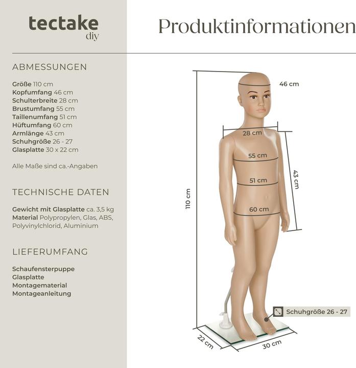 Image du produit tectake Mannequin de vitrine (110 x 30 x 50 cm)