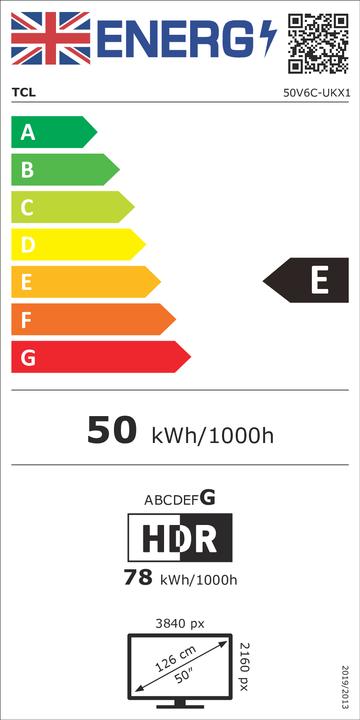 Etichetta energetica TCL 50V6C 126 cm (50) (50", LED, 4K, 2025)