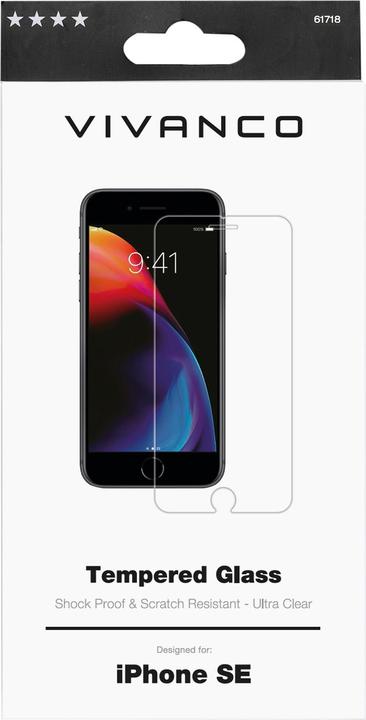 Produktbild Vivanco SPGLASVVIPHSE - Klare Bildschirmschutzfolie - Apple - iPhone SE 2020 - Kratzresi (1 Stück, Apple iPhone SE (2nd Gen))