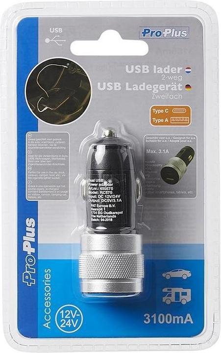 Produktbild ProPlus USB Ladegerät Typ A + C zweifach