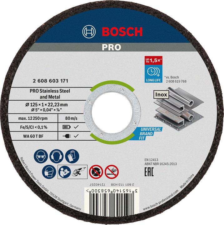 Actual product image Bosch Professional Zubehör PRO Stainless Steel and Metal cutting disc, 125 x 1 x 22.23 mm