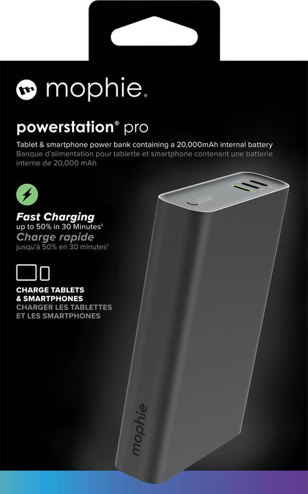 Produktbild mophie Powerstation Pro Schnellladegerät Powerbank 20.000mAh Schwarz (20000 mAh, 45 W)
