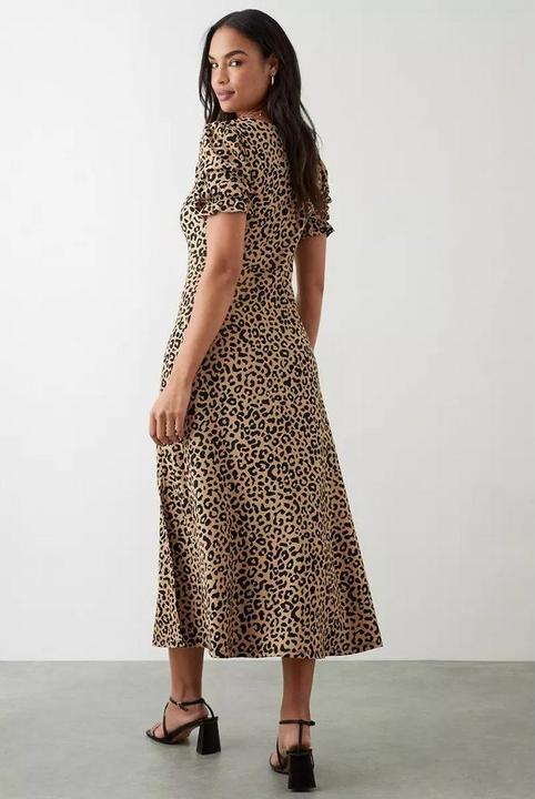 Image du produit Dorothy Perkins Womens/Ladies Leopard Print Robe midi à manches courtes (38)