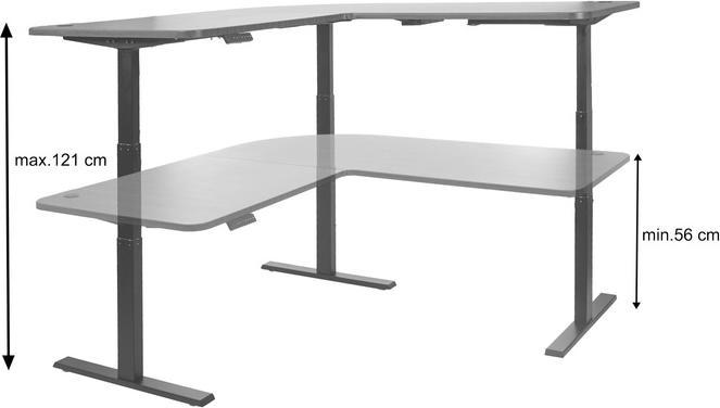 Actual product image Swisshandel24 Corner desk, computer desk, electrically height-adjustable 178x178cm 84kg black, anthracite-grey