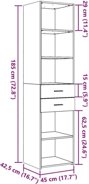 Actual product image VidaXL Highboard (45 x 42.5 x 185 cm)