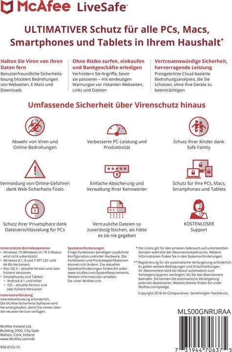 Produktbild McAfee LiveSafe (12 Monate)