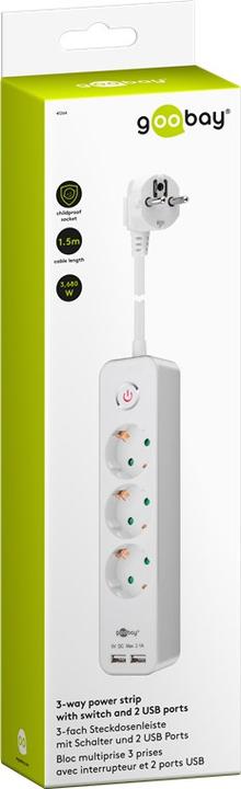 Actual product image Goobay extension cord (3 x, CEE 7/3, 1.50 m)