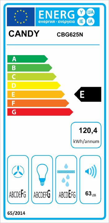 Energy Label Candy CBG625N Cooker hood Built-in ³/h E (Flat-screen hood)