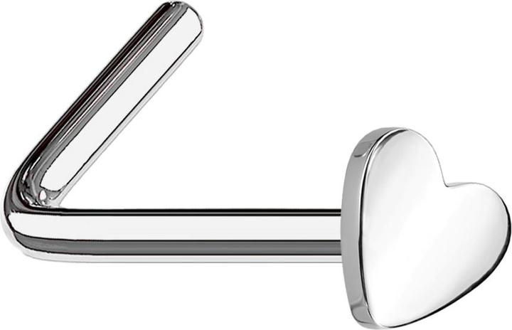 Star Piercing Nasenstecker gewinkelt silber mit Herz (Titan G23, ohne Messing)