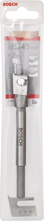 Produktbild Bosch Professional Zubehör Flachfräsbohrer, verstellbar, Sechskant 15 - 45 mm, 25 - 45 mm, 120 mm (45 mm)