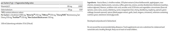 Nutritional values and ingredients Sponser Nitroflow Performance (10 Piece, Powder, 70 g)