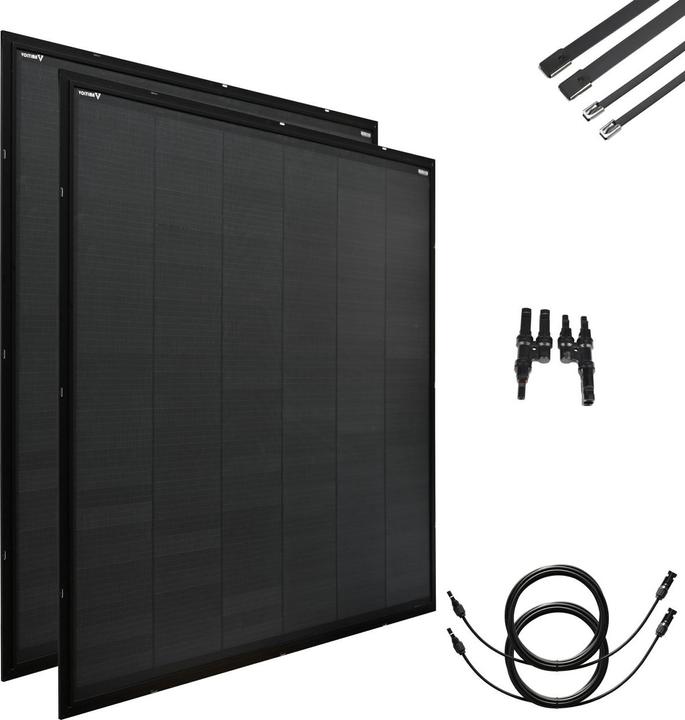 Actual product image Voltima Prima LWB400 Leichtes Balkon-Solarmodul-Set 2x200 Watt Monokristallin (4.40 kg)