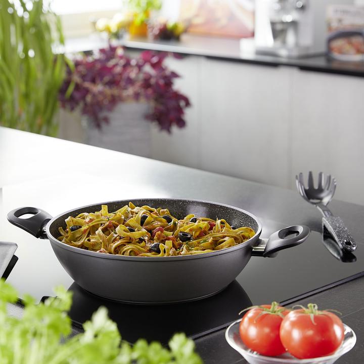 Actual product image Stoneline CERAMIC Servierpfanne 24cm, Keramik-Beschichtung, mit Aroma-Glasdeckel (Pan set + pot set, Aluminium)