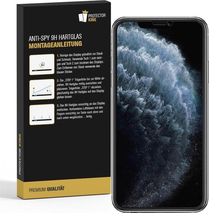 Produktbild Protectorking 1x Echtes Tempered 9H Panzerhartglas Blickschutz (1 Stück, Apple iPhone X)