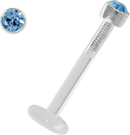 Bijouteria Piercing für Lippe/Tragus (Bioplast, Silber 925, Swarovski Kristall)